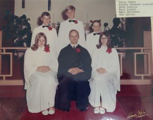 Left to right: (Front) Nancy Ohman,Pastor James Sandeen, Beth Contois; (Rear)Mark Lantto, Gary Heidtman, Dan Larson.